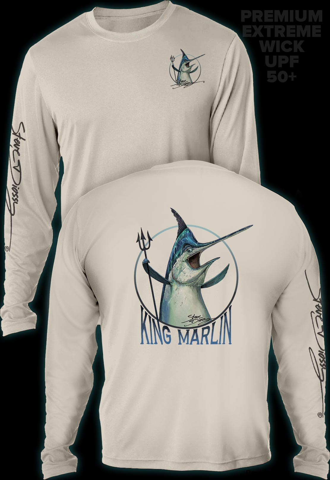 "King Marlin" Men's Extreme Wick Long Sleeve Performance Shirt ᴜᴘꜰ-ᴛᴇᴇ